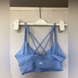 Strappy Blue Alo Yoga Sports Bra With Criss-Cross Back Size M